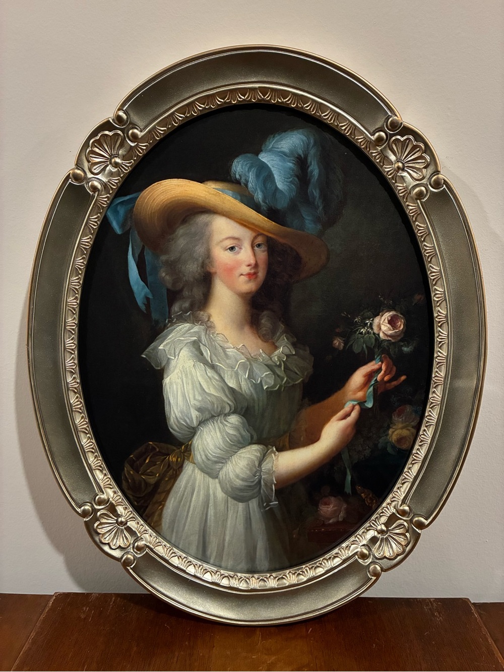 Marie Antoinette in Chemise 14x18 Ornate Silver Framed Print Le Brun Rococo Art